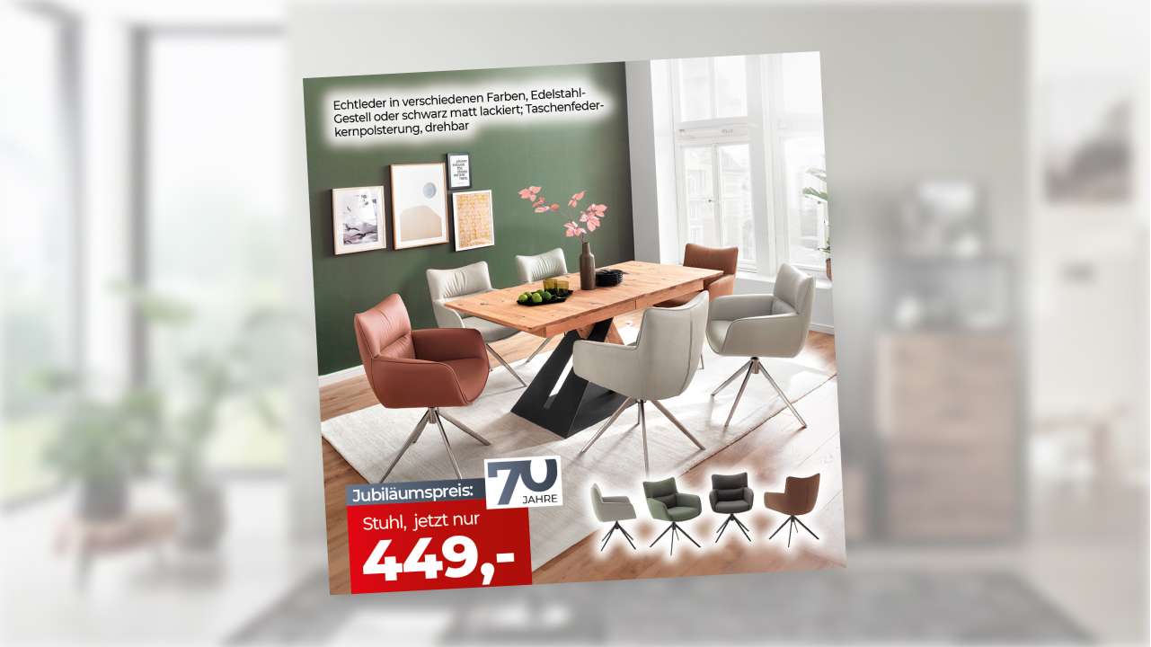 Stuhl, Echtleder in verschiedenen Farben, Edelstahl-Gestell oder schwarz matt lackiert; Taschenfederkernpolsterung, drehbar