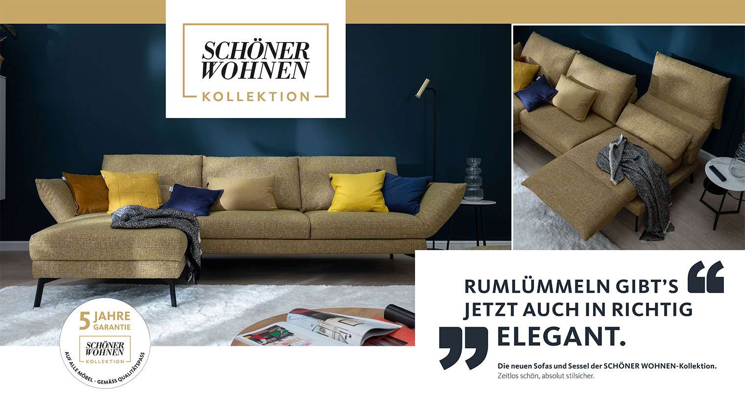 Landingpage Header von Schöner Wohnen mit Couch drauf