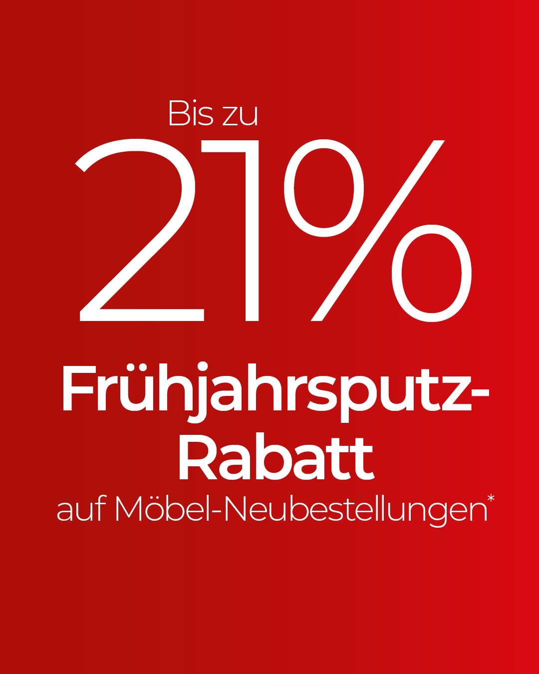Bis zu 21 Prozent Frühjahrsputz-Rabatt auf Möbel-Neubestellungen bei Kranz.